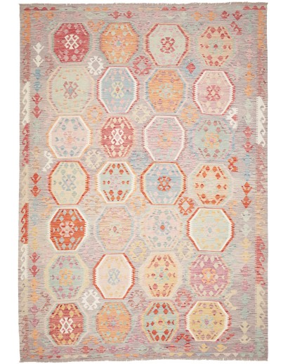 Tappeto Kilim Afghanistan beige bianco 252x356