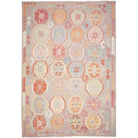 Tappeto Kilim Afghanistan beige bianco 252x356