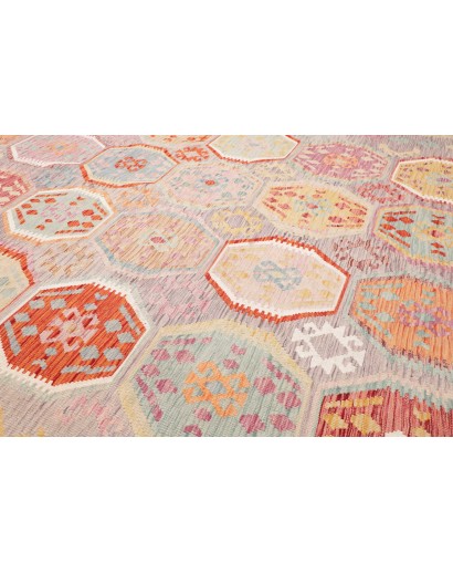 Tappeto Kilim Afghanistan beige bianco 252x356