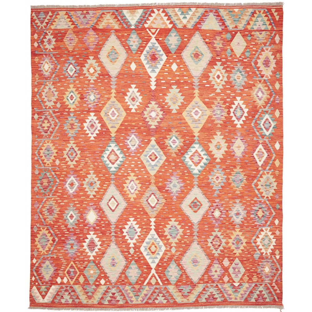 Tappeto Kilim Afghanistan arancione bianco 248x301