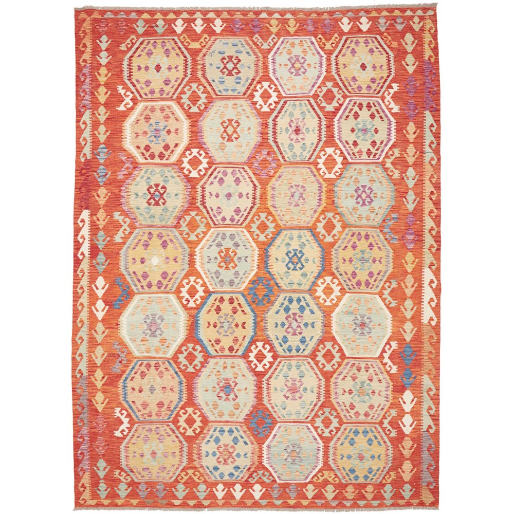 Tappeto Kilim Afghanistan marrone giallo 255x354