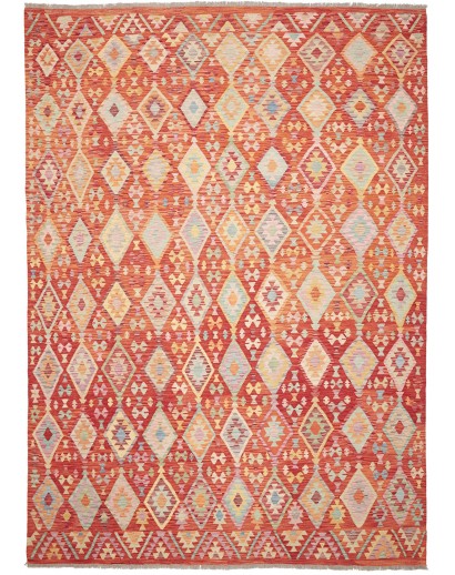 Tappeto Kilim Afghanistan arancione rosso 255x357