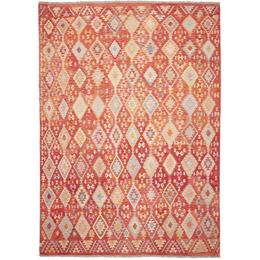 Tappeto Kilim Afghanistan arancione rosso 255x357