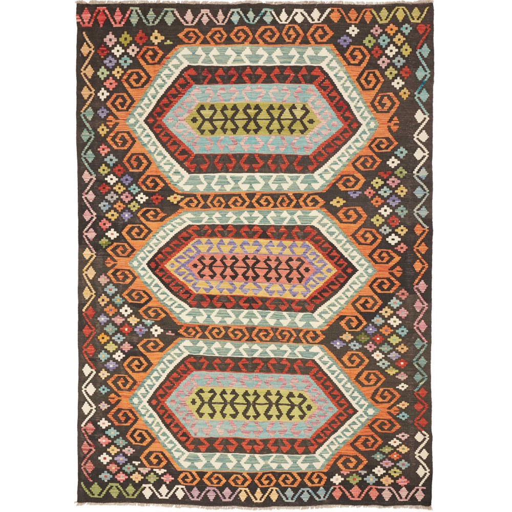 Tappeto Kilim Afghanistan bianco grigio 178x248