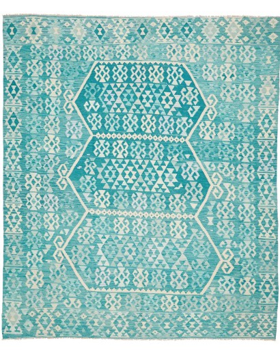 Tappeto Kilim Afghanistan azzurro bianco 256x308