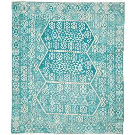 Tappeto Kilim Afghanistan azzurro bianco 256x308