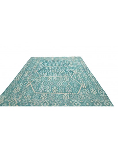 Tappeto Kilim Afghanistan azzurro bianco 256x308