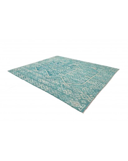 Tappeto Kilim Afghanistan azzurro bianco 256x308