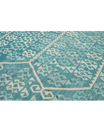 Tappeto Kilim Afghanistan azzurro bianco 256x308