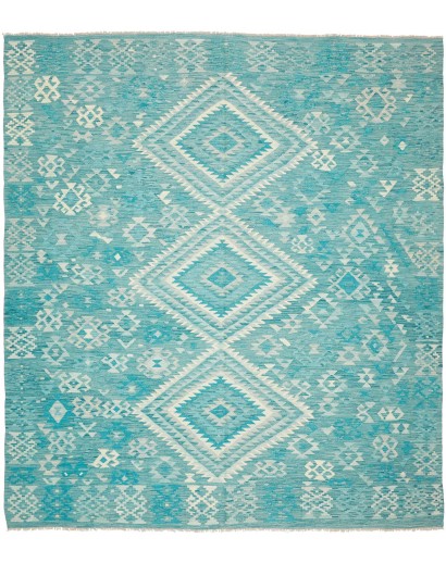 Tappeto Kilim Afghanistan verde bianco 255x298