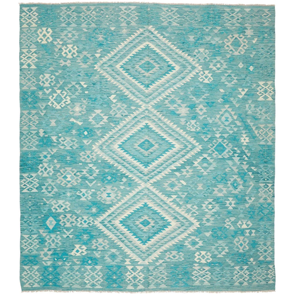 Tappeto Kilim Afghanistan verde bianco 255x298