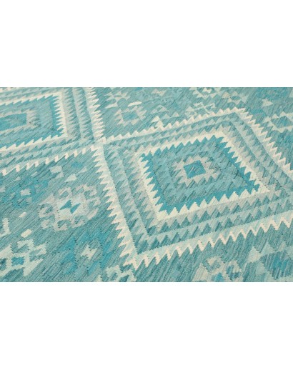 Tappeto Kilim Afghanistan verde bianco 255x298
