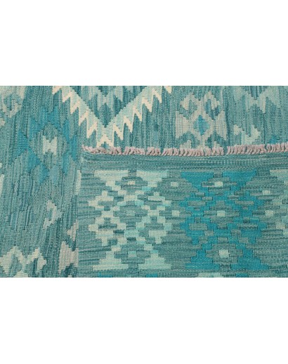 Tappeto Kilim Afghanistan verde bianco 255x298