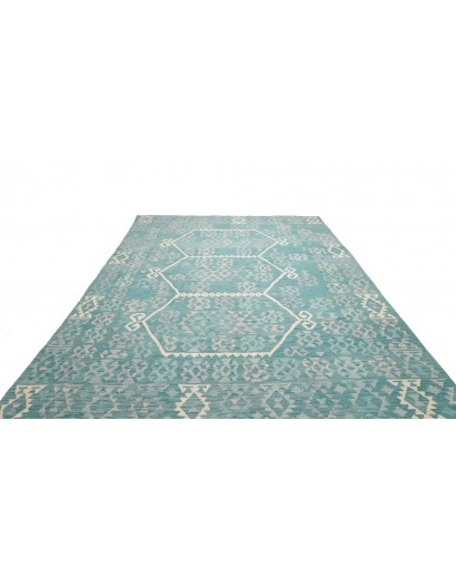 Tappeto Kilim Afghanistan verde bianco 255x351