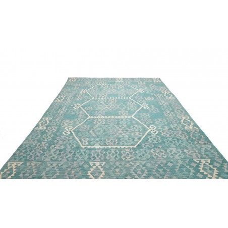 Tappeto Kilim Afghanistan verde bianco 255x351