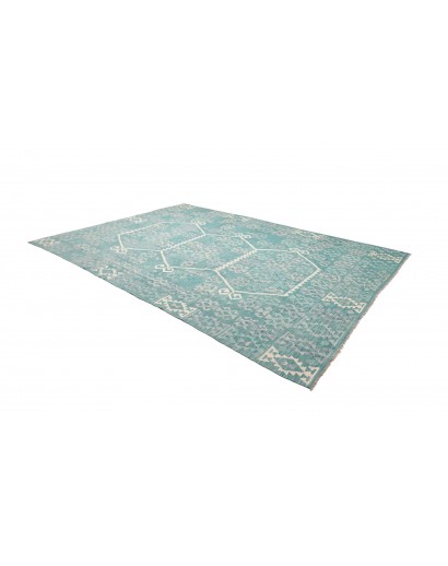 Tappeto Kilim Afghanistan verde bianco 255x351