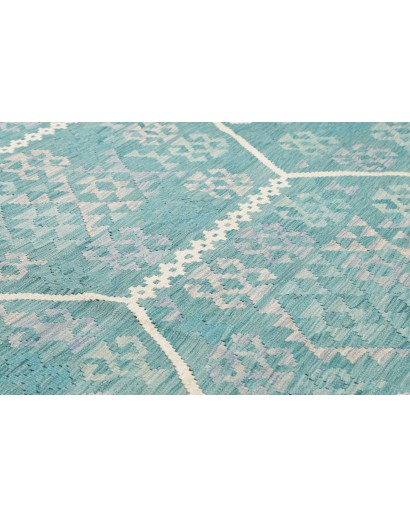 Tappeto Kilim Afghanistan verde bianco 255x351