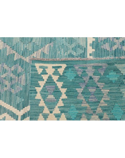 Tappeto Kilim Afghanistan verde bianco 255x351