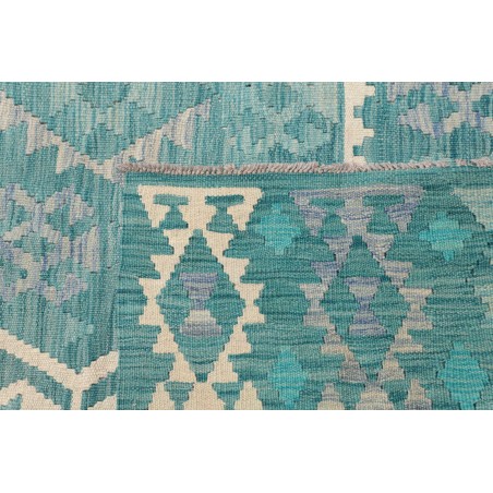 Tappeto Kilim Afghanistan verde bianco 255x351