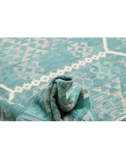 Tappeto Kilim Afghanistan verde bianco 255x351