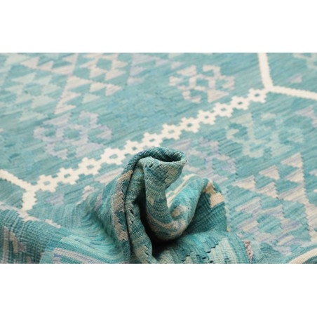 Tappeto Kilim Afghanistan verde bianco 255x351