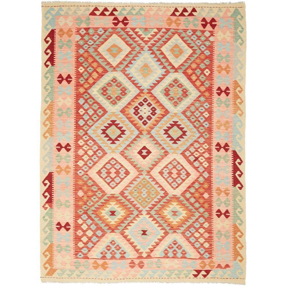 Tappeto Kilim Afghanistan marrone rosso 181x238