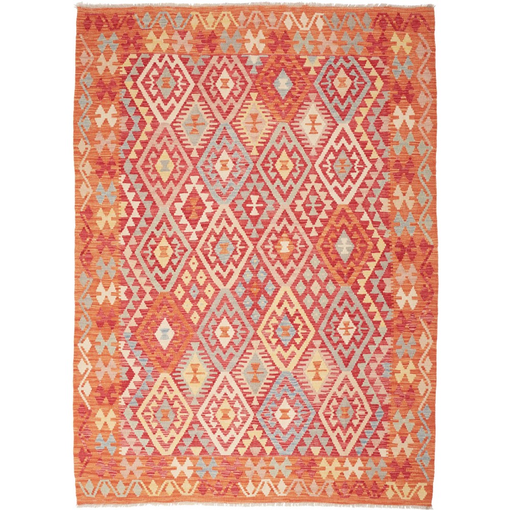 Tappeto Kilim Afghanistan arancione marrone 175x238