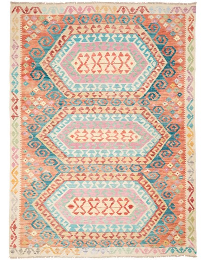 Tappeto Kilim Afghanistan beige blu 181x243