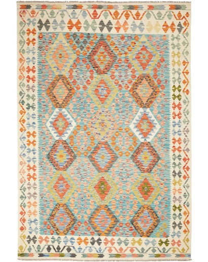 Tappeto Kilim Afghanistan beige grigio 204x306
