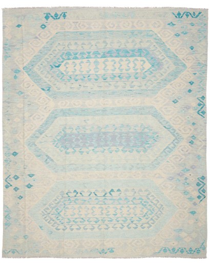 Tappeto Kilim Afghanistan bianco azzurro 243x295