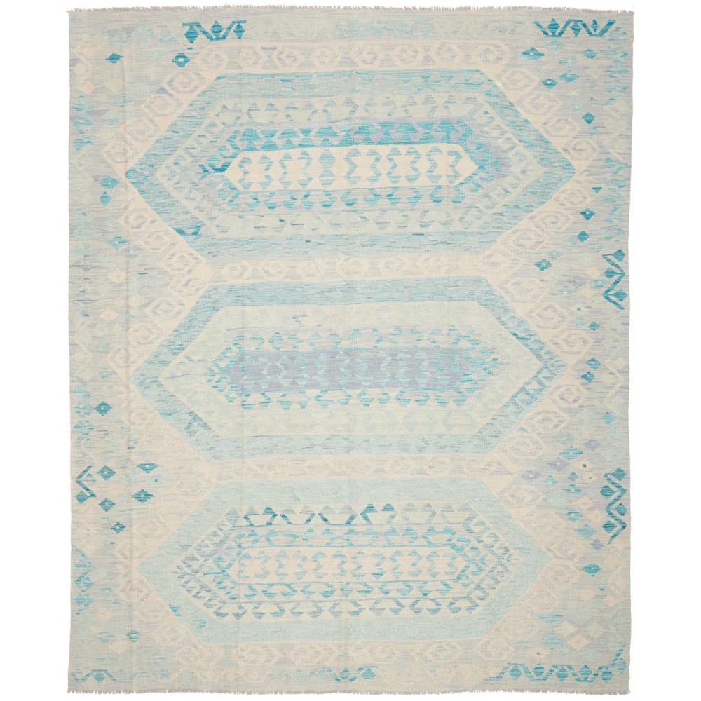 Tappeto Kilim Afghanistan bianco azzurro 243x295