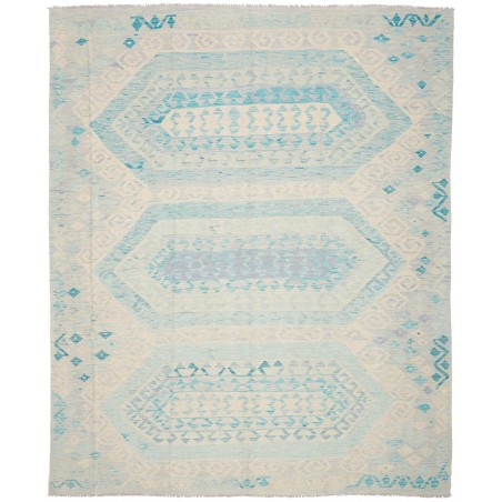 Tappeto Kilim Afghanistan bianco azzurro 243x295