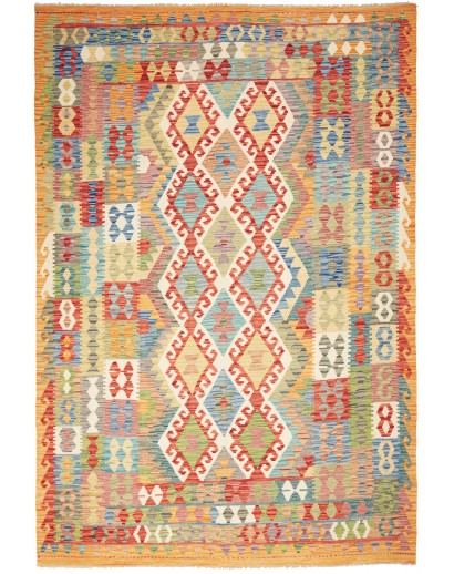 Tappeto Kilim Afghanistan marrone azzurro 200x292