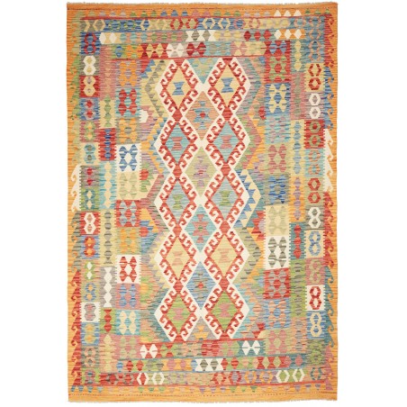 Tappeto Kilim Afghanistan marrone azzurro 200x292