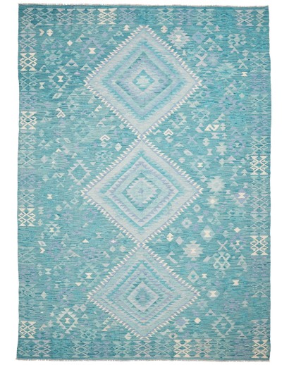 Tappeto Kilim Afghanistan azzurro 239x350