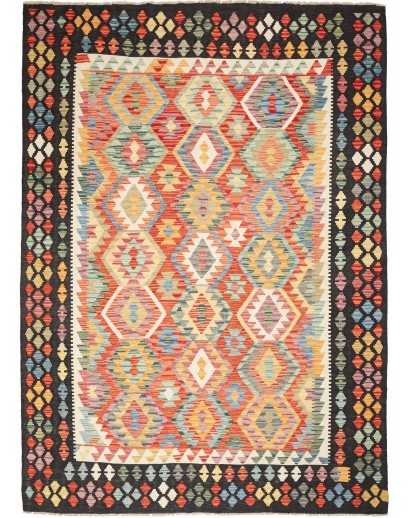 Tappeto Kilim Afghanistan marrone grigio 209x287