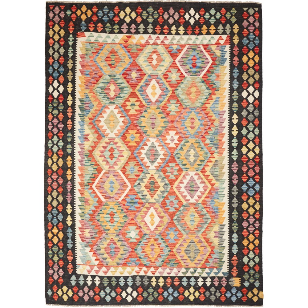 Tappeto Kilim Afghanistan marrone grigio 209x287