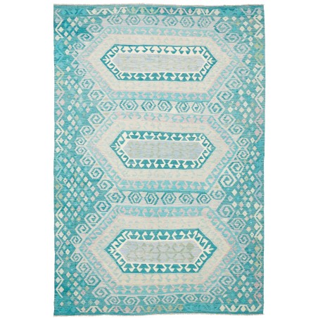 Tappeto Kilim Afghanistan bianco azzurro 239x358