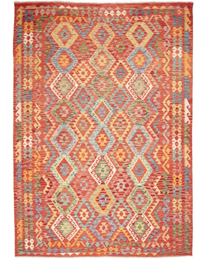 Tappeto Kilim Afghanistan arancione rosso 211x296