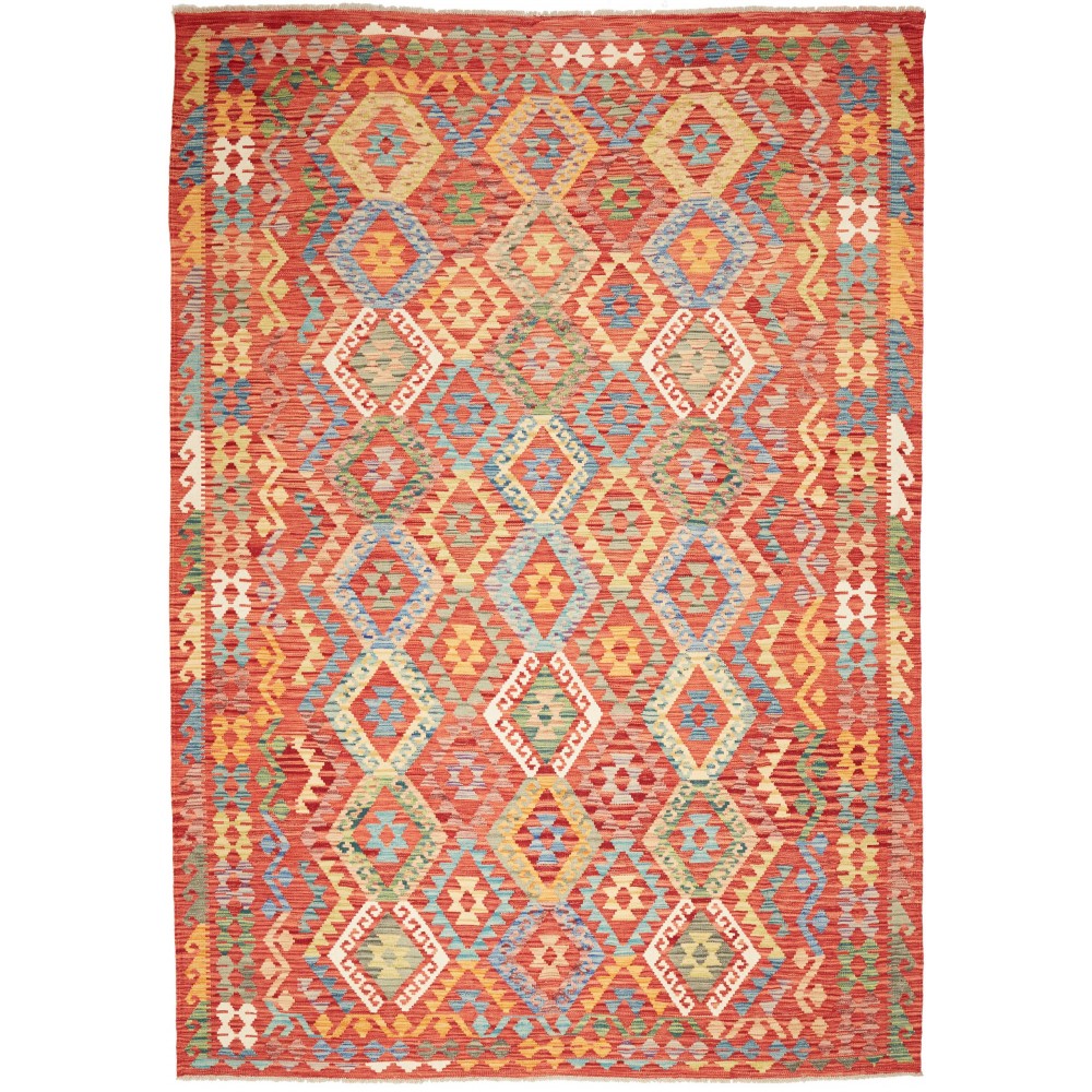 Tappeto Kilim Afghanistan arancione rosso 211x296