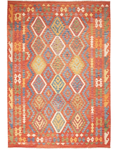 Tappeto Kilim Afghanistan arancione azzurro 205x293