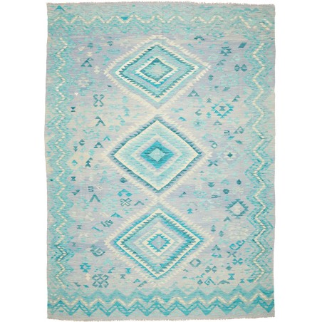 Tappeto Kilim Afghanistan beige azzurro 245x346