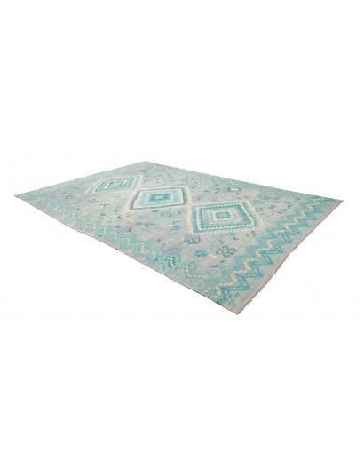 Tappeto Kilim Afghanistan beige azzurro 245x346