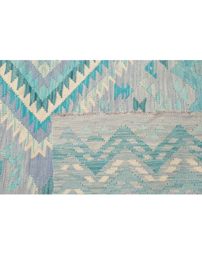 Tappeto Kilim Afghanistan beige azzurro 245x346