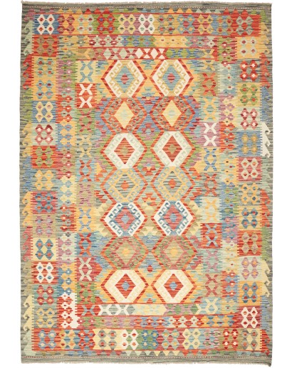 Tappeto Kilim Afghanistan marrone bianco 207x293