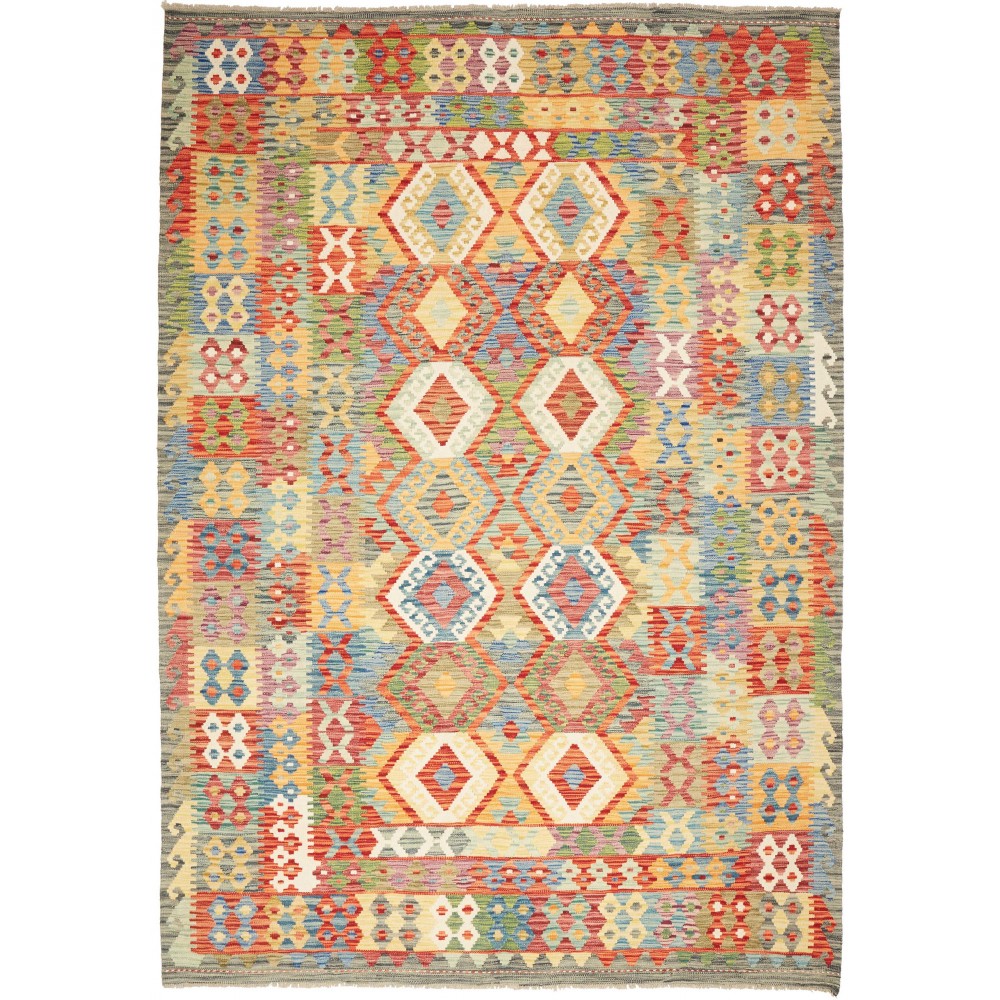 Tappeto Kilim Afghanistan marrone bianco 207x293