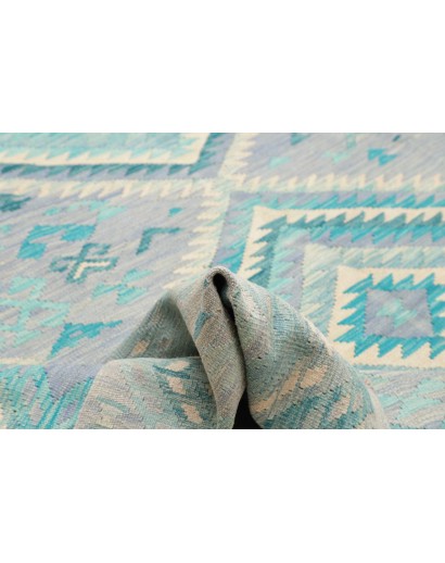 Tappeto Kilim Afghanistan beige azzurro 245x346