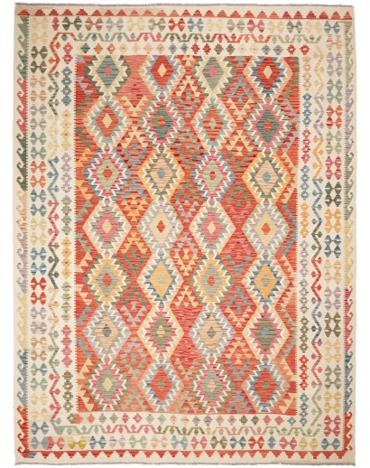 Tappeto Kilim Afghanistan marrone rosso 265x350