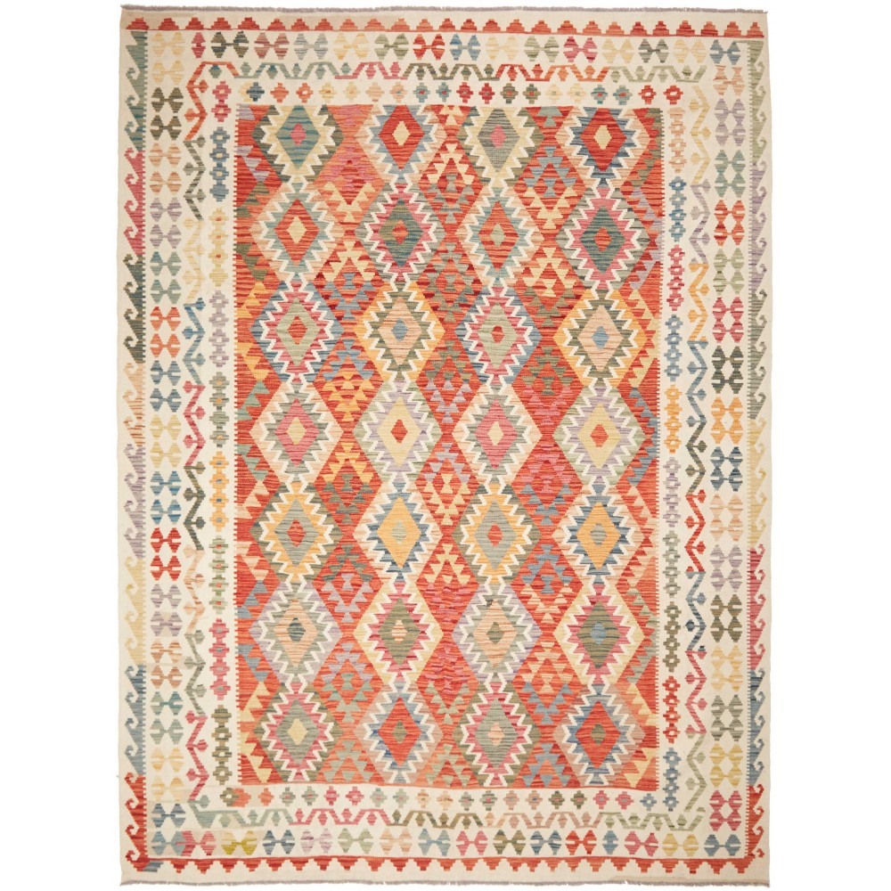 Tappeto Kilim Afghanistan marrone rosso 265x350