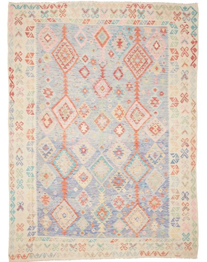 Tappeto Kilim Afghanistan bianco arancione 246x338